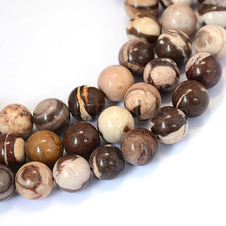Natural Zebra Jasper Round Bead Strands X-G-E334-6mm-12-1