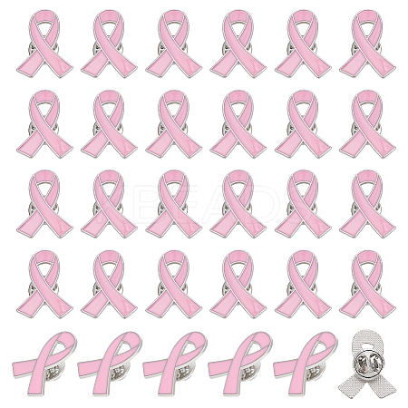 30Pcs AIDS/Breast Cancer Awareness Ribbon Enamel Pins JEWB-UN0001-07-1
