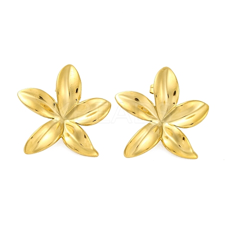 Ion Plating(IP) 304 Stainless Steel Flower Stud Earrings LS-EJEW-D281-11G-1