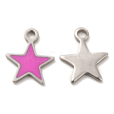 304 Stainless Steel Enamel Pendants STAS-M308-13P-03-1