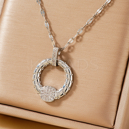 Ring Brass Cubic Zirconia Pendant Necklaces for Women TY8775-2-1
