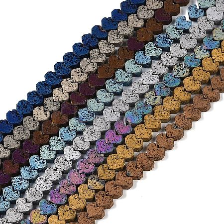 Electroplated Natural Lava Rock Beads Strands G-Q1009-G01-02-1