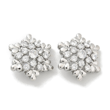 Rack Plating Brass Micro Pave Clear Cubic Zirconia Buttons KK-K293-11P-1