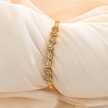 Brass Micro Pave Clear Cubic Zirconia Link Chain Bracelets for Women HV4092-1