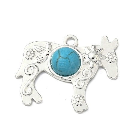 304 Stainless Steel with Dyed Synthetic Turquoise Pendants STAS-G374-05S-03-1