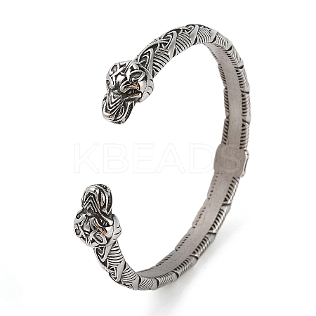 Viking 304 Stainless Steel Open Cuff Bangles for Men BJEW-U001-05B-AS-1