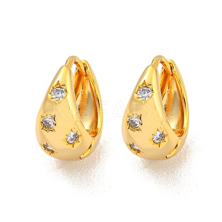 Brass Micro Pave Clear Cubic Zirconia Hoop Earrings for Women EJEW-K286-01G-1