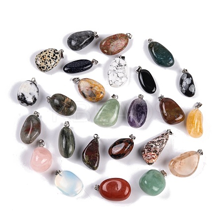 Natural & Synthetic Mixed Gemstone Pendants G-Q172-03P-1