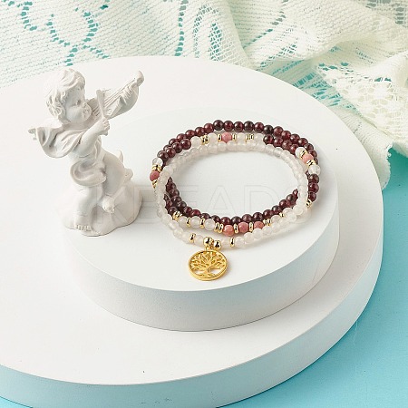 Stone Stretch Bracelets Set BJEW-JB07333-1