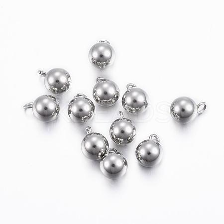 201 Stainless Steel Round Ball Charms STAS-H376-33-1