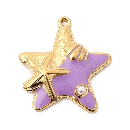 304 Stainless Steel Enamel Pendants STAS-P431-31G-01-1