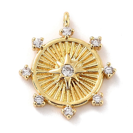 Eco-Friendly Brass Micro Pave Clear Cubic Zirconia Pendants ZIRC-C027-06G-01-RS-1