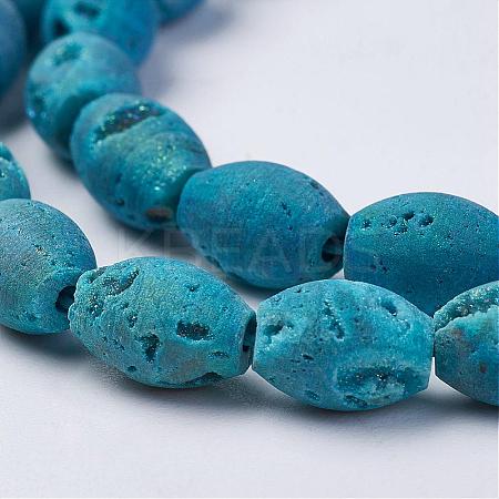 Electroplated Natural Druzy Geode Agate Bead Strands G-P251-D04-1