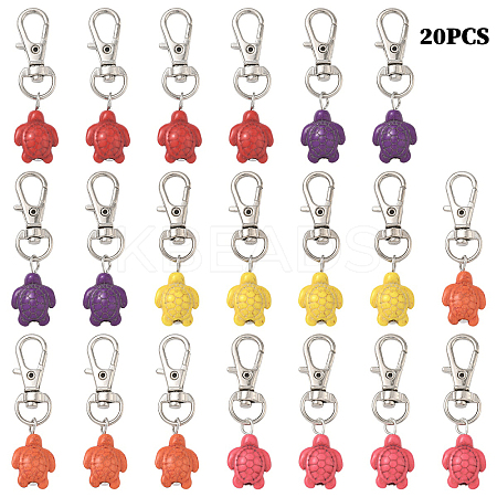 20Pcs Tortoise Synthetic Turquoise Pendant Decorations HJEW-YW00121-04-1