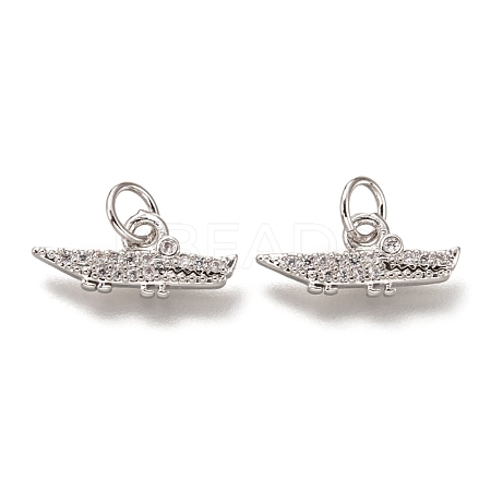 Brass Micro Pave Clear Cubic Zirconia Charms ZIRC-B002-53P-1