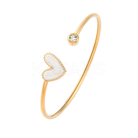 201 Stainless Steel Enamel Cuff Bangles for Women BJEW-F492-01G-01-1
