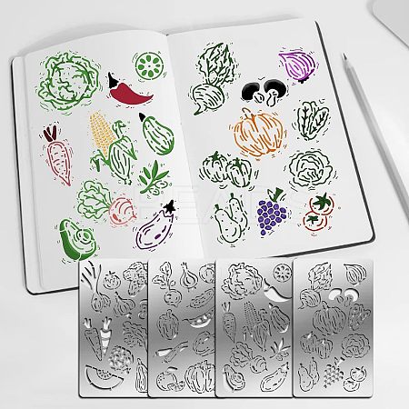 4Pcs 4 Style 304 Stainless Steel Cutting Dies Stencils DIY-FG0002-17-1