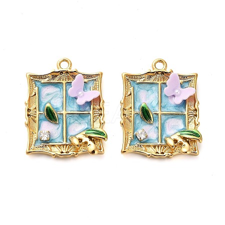 304 Stainless Steel Enamel & Rhinestone Pendants STAS-B084-02G-02-1