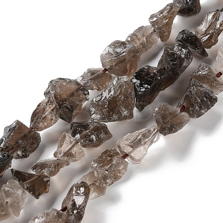 Raw Rough Natural Smoky Quartz Beads Strands G-B065-C17-1