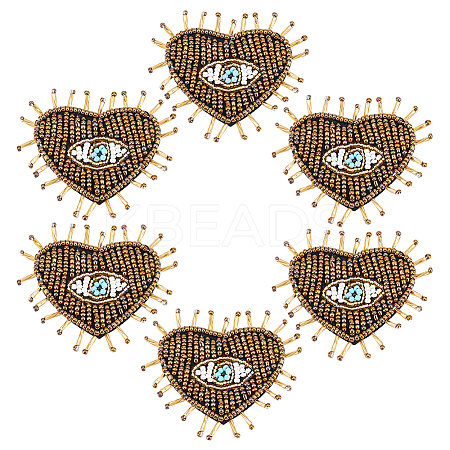 Heart with Evil Eye Cloth Patches LS-PATC-WH0007-02-1