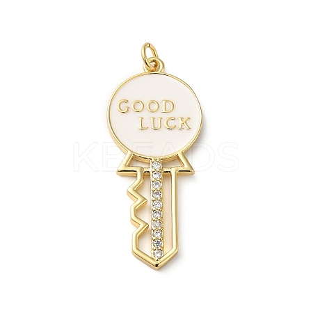 Rack Plating Brass Pave Cubic Zirconia Enamel Pendants KK-O142-30G-1