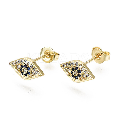 Brass Micro Pave Cubic Zirconia Stud Earrings EJEW-T046-35G-NF-1