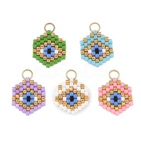 Glass Seed Beaded Pendants PALLOY-MZ01435-1