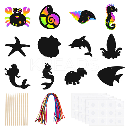 Marine Animals Scratch Crafts for Kids DIY-WH0671-181-1