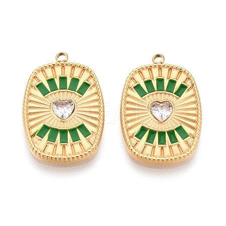 304 Stainless Steel Pave Crystal Rhinestone and Enamel Pendants STAS-T068-29B-1