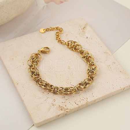 304 Stainless Steel Chain Bracelets for Women SA-CBA4051-09G-1