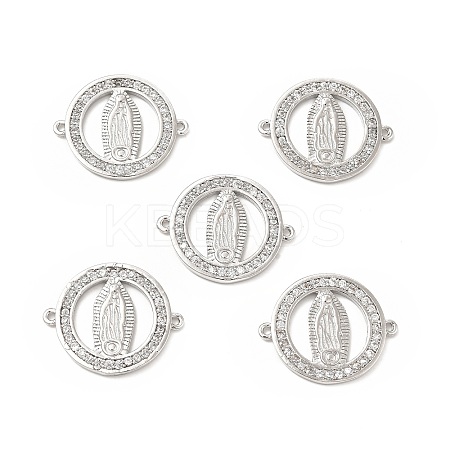 Brass Micro Pave Clear Cubic Zirconia Connector Charms KK-E068-VB353-1