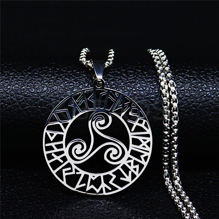 304 Stainless Steel Viking Hollow Trinity Knot Pendant Necklaces for Women Men FS-WG6E19D-01-1