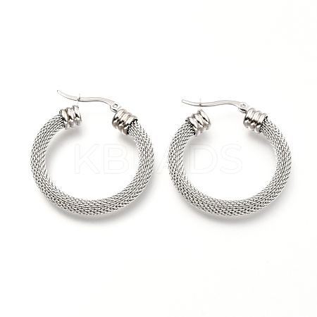 Non-Tarnish 304 Stainless Steel Mesh Hoop Earrings EJEW-C501-12P-A-1