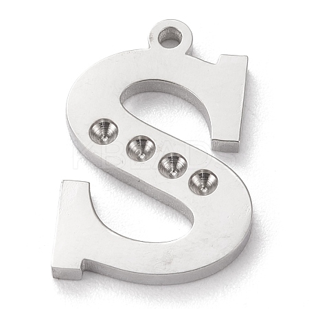 Tarnish Resistant 304 Stainless Steel Letter Pendant Rhinestone Settings LS-STAS-J028-01S-1