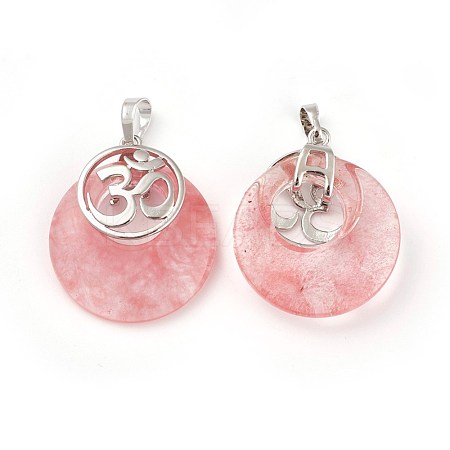 Cherry Quartz Glass Pendants KK-F751-L-A15-1