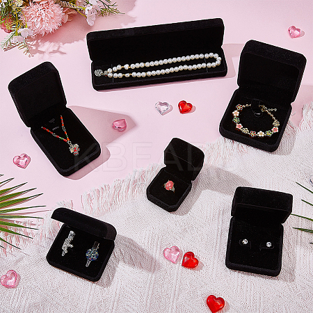 6Pcs 6 Styles Velvet Jewelry Gift Storage Boxes for Earrings Necklaces Bracelets CON-PH0003-18-1