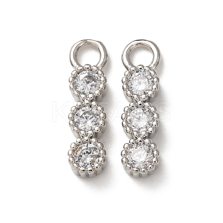 Brass Micro Pave Clear Cubic Zirconia Charms KK-C253-02B-P-1