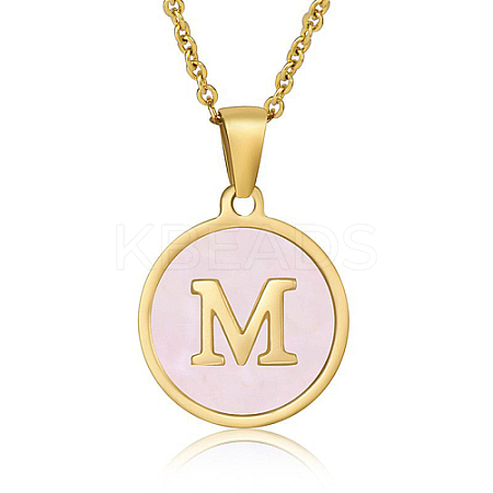 Natural Shell Initial Letter Pendant Necklace LE4192-3-1