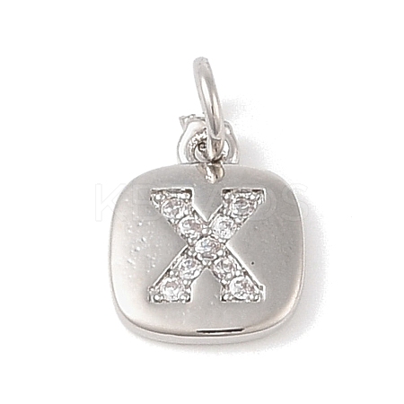 Rack Plating Brass Micro Pave CLear Cubic Zirconia Charms KK-E110-14P-X-1