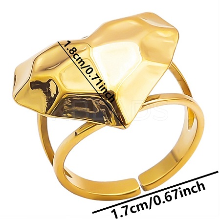 Geometric Heart Shape Stainless Steel Open Cuff Ring for Unisex Jewelry UP7409-2-1