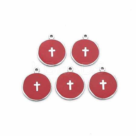 304 Stainless Steel Enamel Pendants STAS-S117-030-1