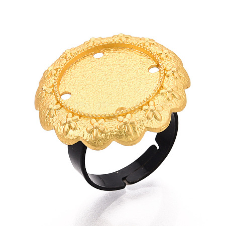 Adjustable Flower Alloy & Iron Bezel Cup Ring Base with Rotatable Tray MAK-T012-06G-1