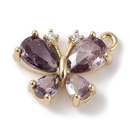 Brass Micro Pave Cubic Zirconia Charms KK-G491-28G-02-1