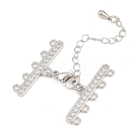 Brass Micro Pave Cubic Zirconia Chain Extender ZIRC-Q022-030P-NR-1