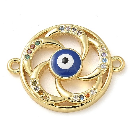 Rack Plating Brass Colorful Cubic Zirconia Vortex Connector Charms KK-K392-08G-02-1