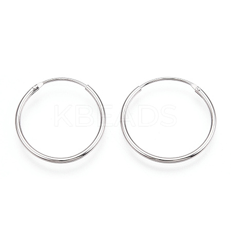 Anti-Tarnish Rhodium Plated 925 Sterling Silver Earring Hoop X-STER-T007-113P-1