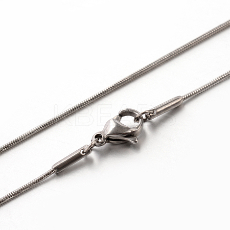Non-Tarnish 201 Stainless Steel Round Snake Chain Necklaces for Women Men LS-STAS-N103-07P-1