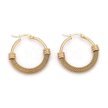 304 Stainless Steel Mesh Hoop Earrings EJEW-O096-09B-G-1