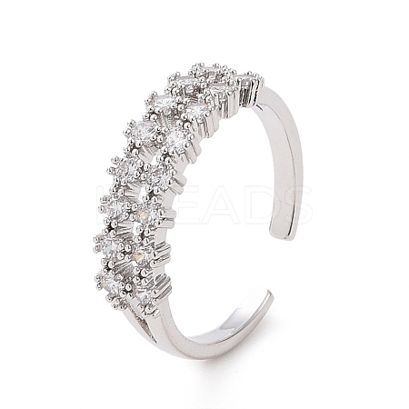 Clear Cubic Zirconia Open Cuff Ring RJEW-E072-10P-1