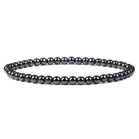 4mm Round Synthetic Hematite Beads Bracelet for Men KG3069-32-1